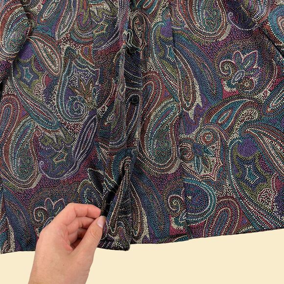 70s/80s abstract 6P blouse by Nicole Blake Petites, vintage psychedelic top - Picture 9 of 10